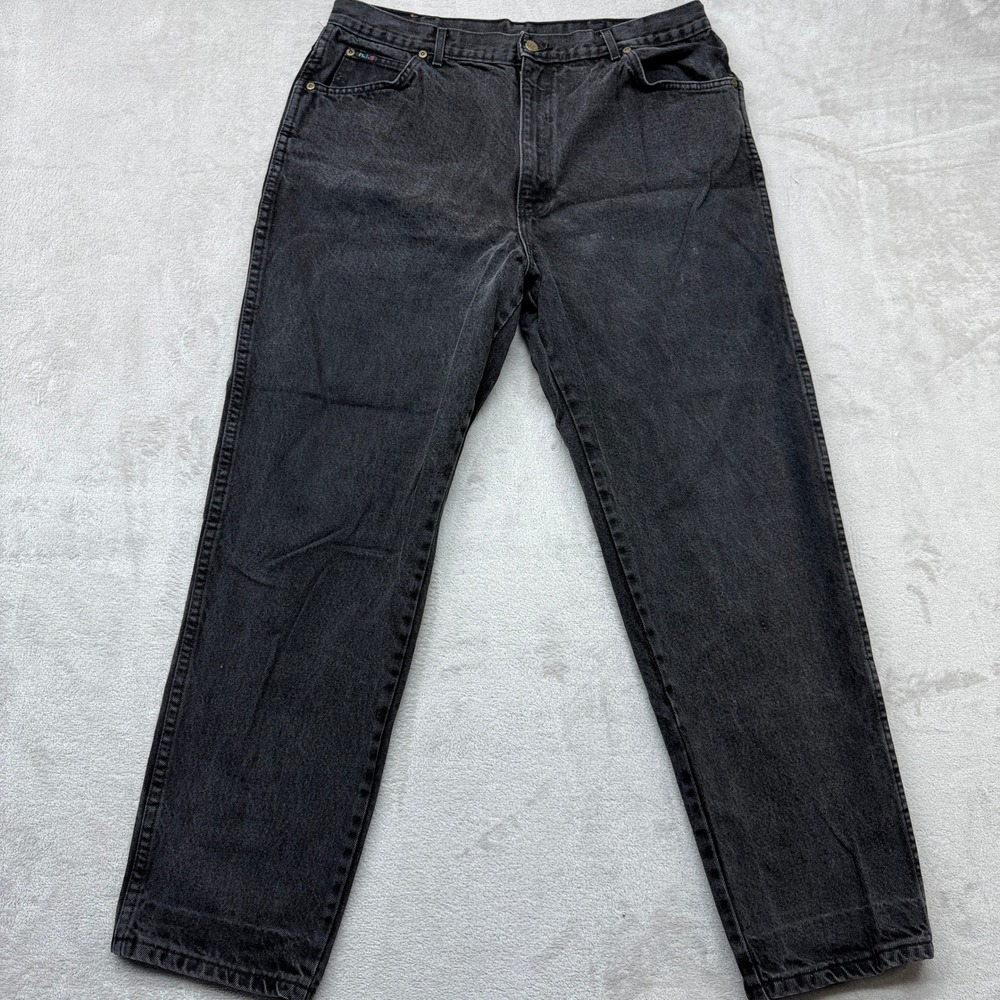 Vintage H.I.S. Straight Leg Jeans Mens‎ 38x32 Black Denim 90s Cotton Made in USA